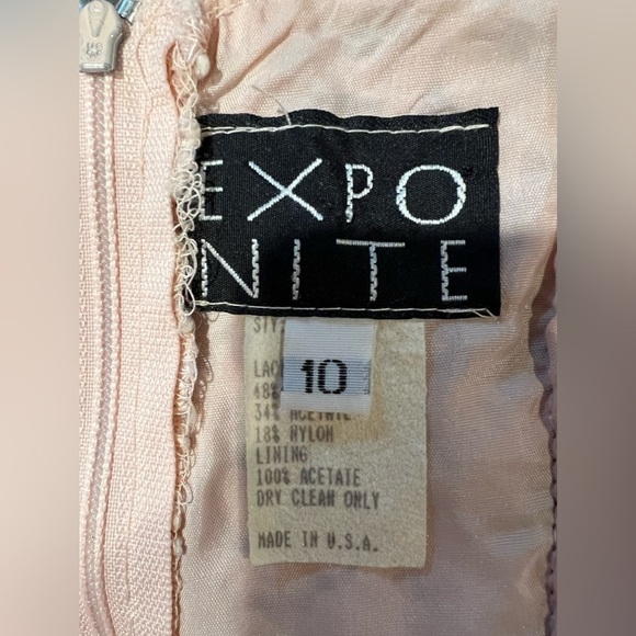 80s/90s Vintage Expo Nite Light Pink Lace Body Con Dress Size 10 - Picture 5 of 6